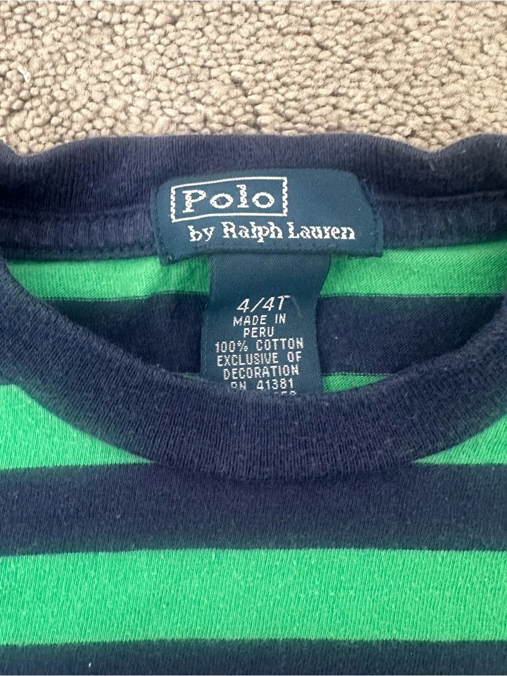 Ralph Lauren Polo Green & Navy Striped Long-Sleeve Kids Shirt